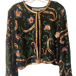 Womens Vintage Night Vogue Beaded Top Sweater XL